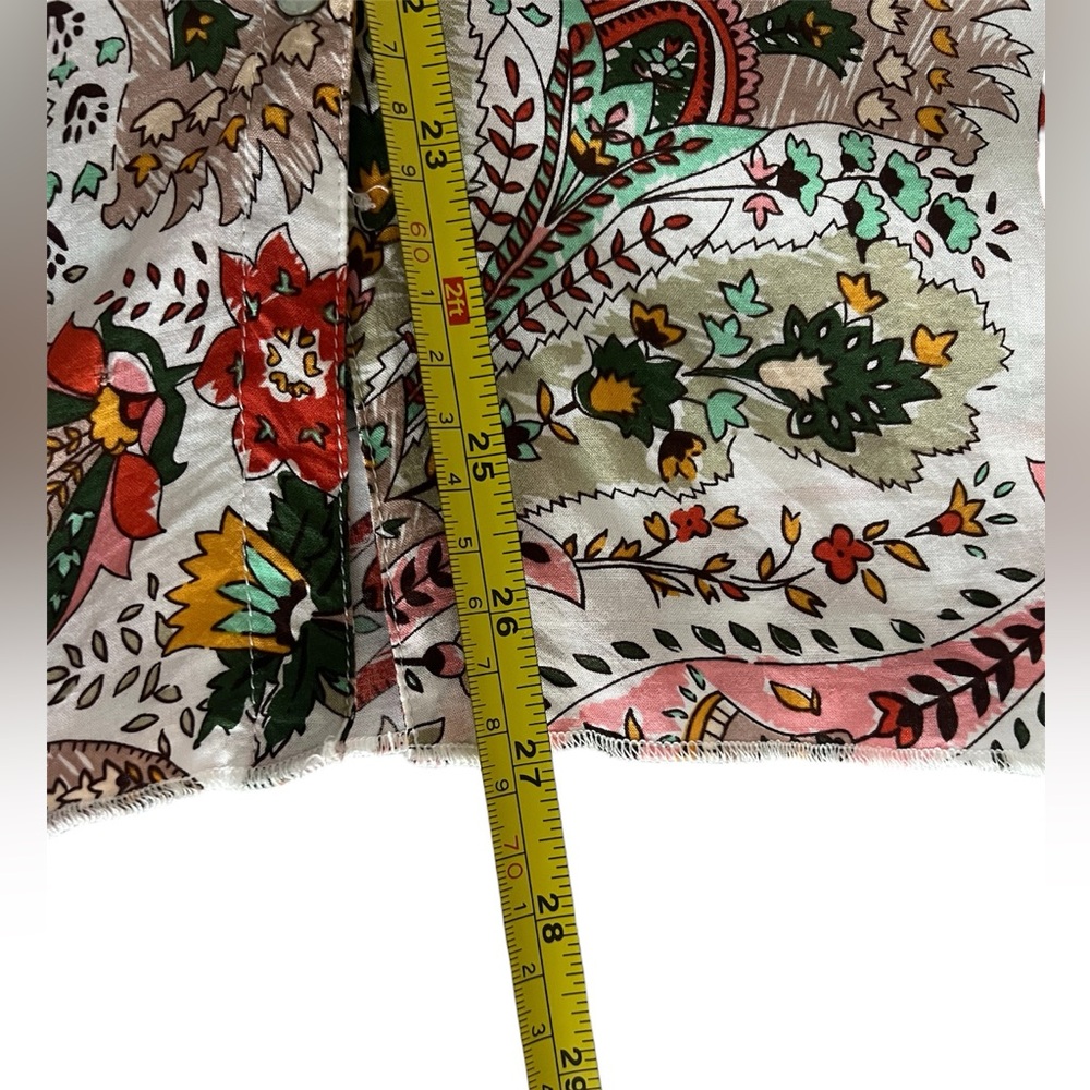 Grand & Greene Boho Paisley Tunic Blouse Roll Tab Sleeve Button Up Plus Size 1X - Picture 11 of 11